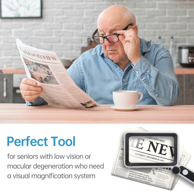 Handheld Magnifier 4X Magnifying Glass for Reading Full Book Page