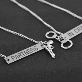 MJartoria Best Friend Necklaces Partners in Crime Engraved Friendship BFF Necklace for 2
