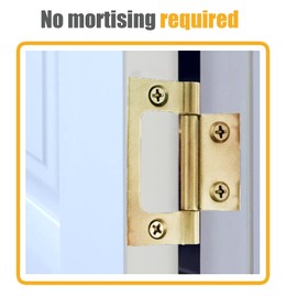 Lashow 6 Pack Bifold Door Hinge Non-Mortise Bi-fold Door Hinges Surface Mounted Hinges for Closet Bifold Doors，3 Inch & Brushed Brass