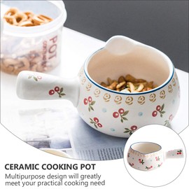 Angoily 1pc Strawberry Milk Pan Ceramic Cooking Pot Milk Boiling Pot Chess Melt Pot Milk Warmer Pot Ceramic Saucepan Butter Melting Pot Cooking Pots Kitchen Pot Baby Single Handle Ceramics