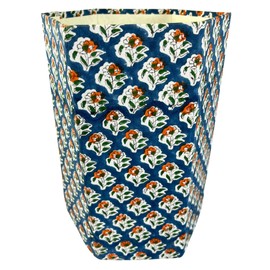 Fern Trail 3.3 Gallon Waste Basket | Small Decorative Block Printed Trash Can | Living Room, Bedroom, Bathroom | Eco Friendly and Plastic Free