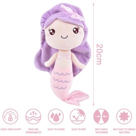 IFHDO Plush Cushion 20 CM, Mermaid Doll, Plush Pillow, Ocean Pillow Toys, Little Kawaii Doll, Cartoon Soft Toys, Soft Toys for Girls, Gifts for Girls （Light pink）