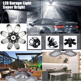 SKRYUU Garage Light - 1 Pack, with 8+1 Deformable Panels, LED Light Bulbs 60 Watt Equivalent, Bright Lighting, LED Shop Lights for Garage Base Basement Workshop Warehouse Attic for E26/E27 (1)