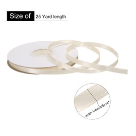 sourcing map 6mm x 23 Metres Satin Ribbon Double Sided Ribbon Polyester Gift Ribbon for Decoration Party Wedding Birthday Sympathy Gift Wrapping Ribbon, Beige