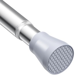 AIZESI Tension Curtain Rod Spring Tension Rods for Windows 28 to 48 Inch, 7/8 Diameter Silver, Adjustable Curtain Rods No Drilling, Shower Curtian Rod for Bathroom, Doorway, Closet