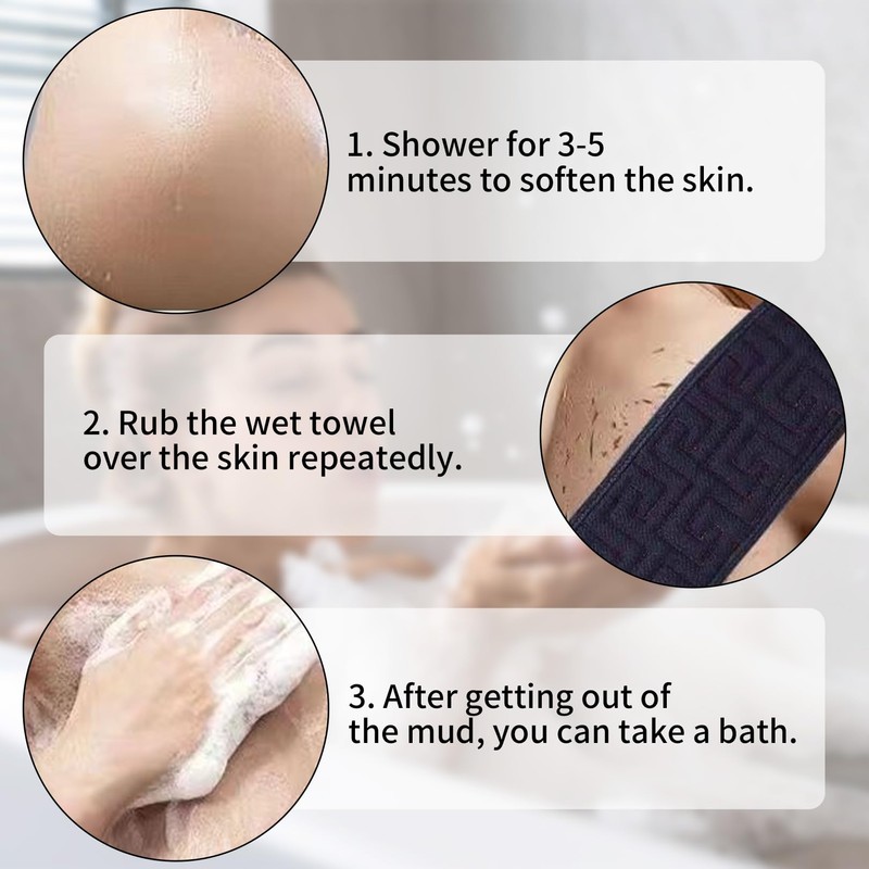 Shower Back Scrubber,Exfoliator Scrub Bath Tool,Exfoliating Washcloth Bathing,Towel Brush Cleaning