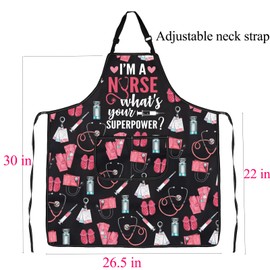 ENSIANTH Nurse Apron with Pockets I'm A Nurse What's Your Superpower Cooking Kitchen Chef Housewarming Apron with Pockets (24109 Nurse Apron)
