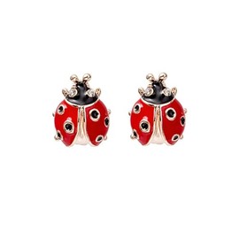 Yocoyee Red Ladybug Stud Dangle Earrings - Zinc Alloy & Rhinestone - Dainty & Sturdy - Perfect for Parties & Festivals