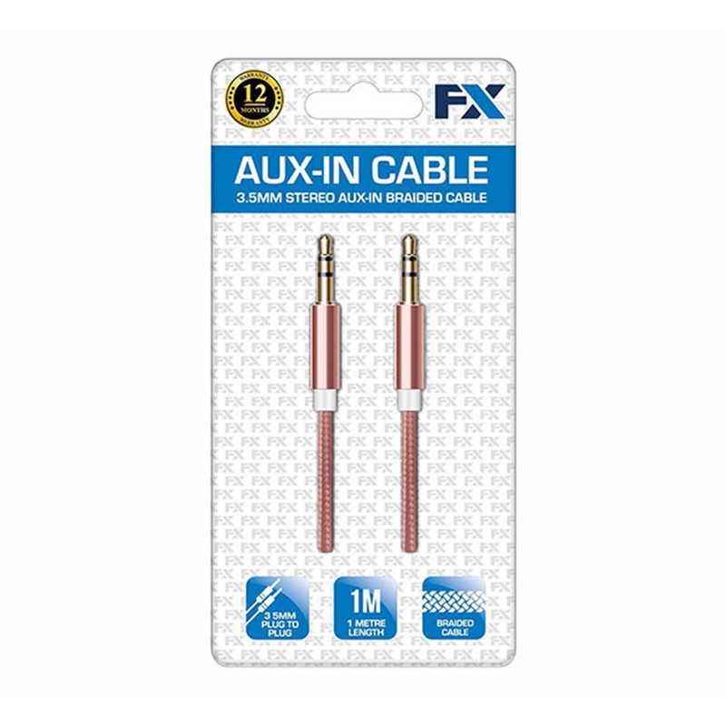 AQUARIUS FX Powabud Aux-In-Cable 3.5mm Braided, Rose Gold