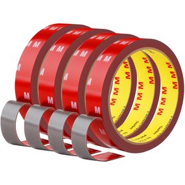 Cinta Doble Cara Extrafuerte, 4 Rollos 9308G Cinta de Espuma Adhesiva Impermeable de Alta Resistencia, Apto para Interior y Exterior de Vehículos, Decoración de Hogares y Oficinas (3M x 20MM)