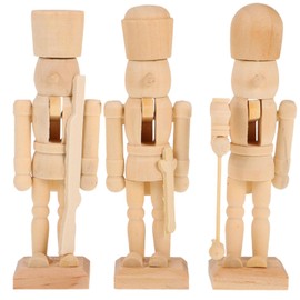 JOINPAYA 3pcs Christmas Unpainted Wooden Nutcracker Soldier: Blank Wooden Nutcracker Puppet Walnut Soldier for Christmas Decor Random Pattern