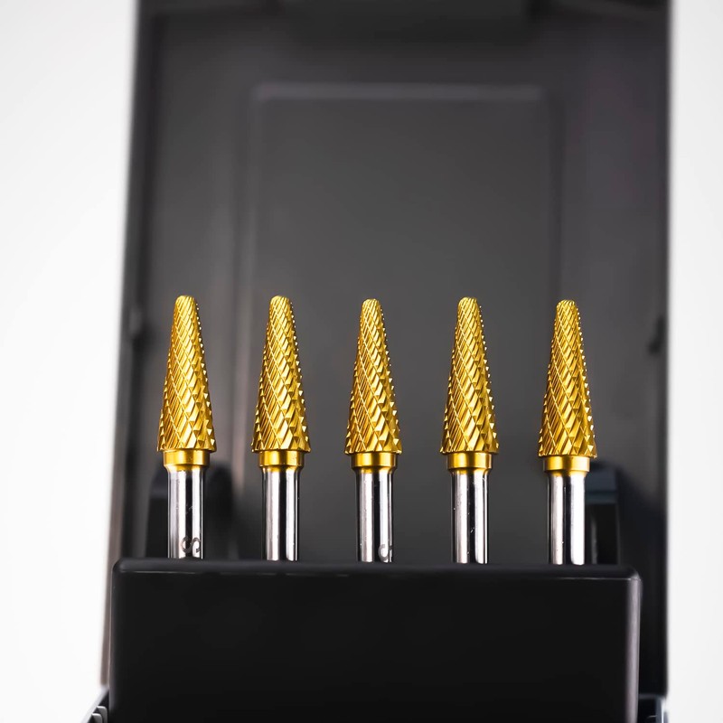 SL-3 5pcs Tungsten Carbide Burr TiN Rotary File Taper Shape