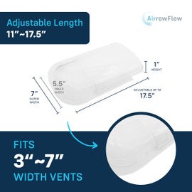 AirrowFlow Sideways Floor Wall Air Vent Deflector for Under Furniture Heat and Air Deflecting, Fits Vents 3" - 7" Wide, Also Extends Lengthwise up to 17.5", Foam Tape for Tight Seal