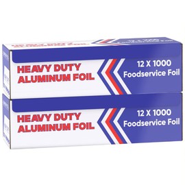Ox Plastics Aluminum Foil Wrap for Food | Heavy Duty Aluminum Foil | BBQ Silver Foil Rolls for Grilling, Roasting, Baking | Perfect for Commercial & Home Use | 12 x 1000 FT (2 Box)