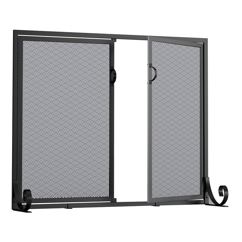 Fire Beauty Fireplace Screen with Hinged Doors, Powder Coated Steel