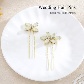 Jeairts Rhinestone Wedding Hair Pins Gold Bridal Hair Pieces Crystal Hair Accessories for Women(2 pcs)