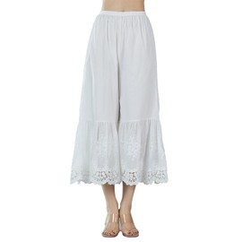 BEAUTELICATE Vintage Cotton Pettipants Culotte Slip Cropped Sleepwear Pants with Lace Edge