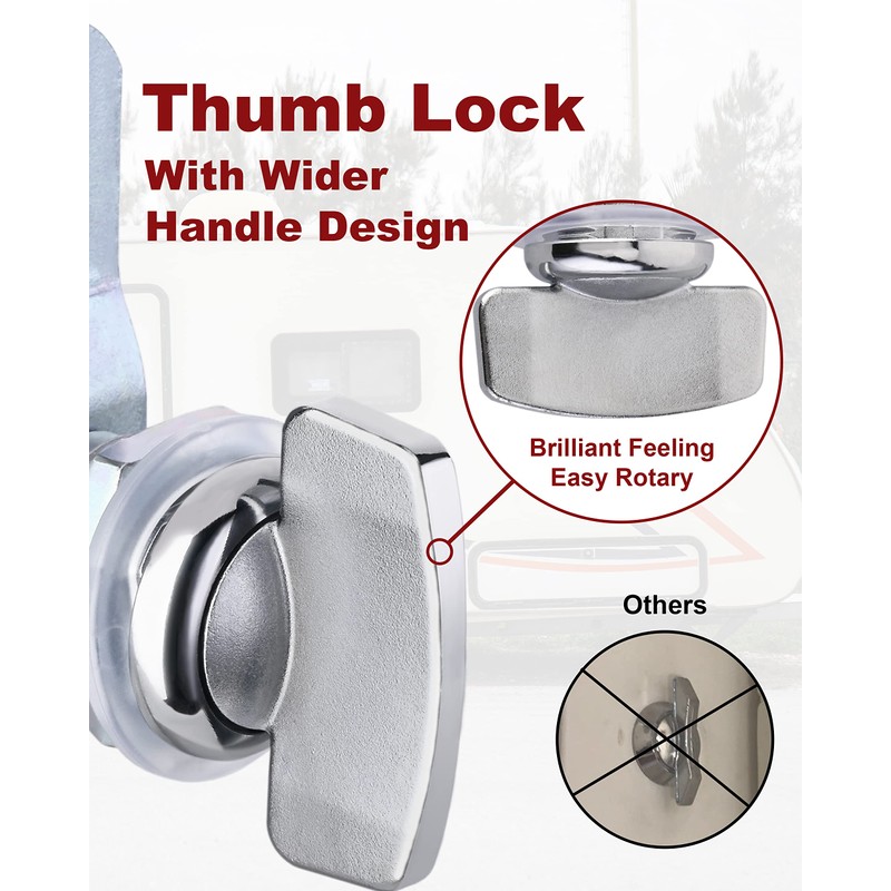 Naissian RV Thumb Cam Lock,Keyless Thumb Twist Operated, for Boat,