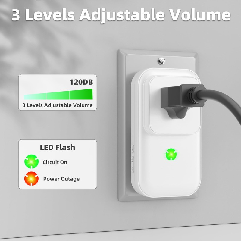 Power Failure Alarm 2 Pack, 120dB Power Outage Alarm for