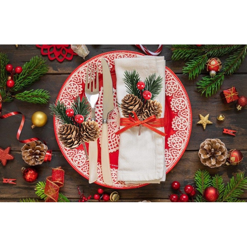 LOKIPA 12 PCS Artificial Picks Christmas Artificial Pine Cones Christmas