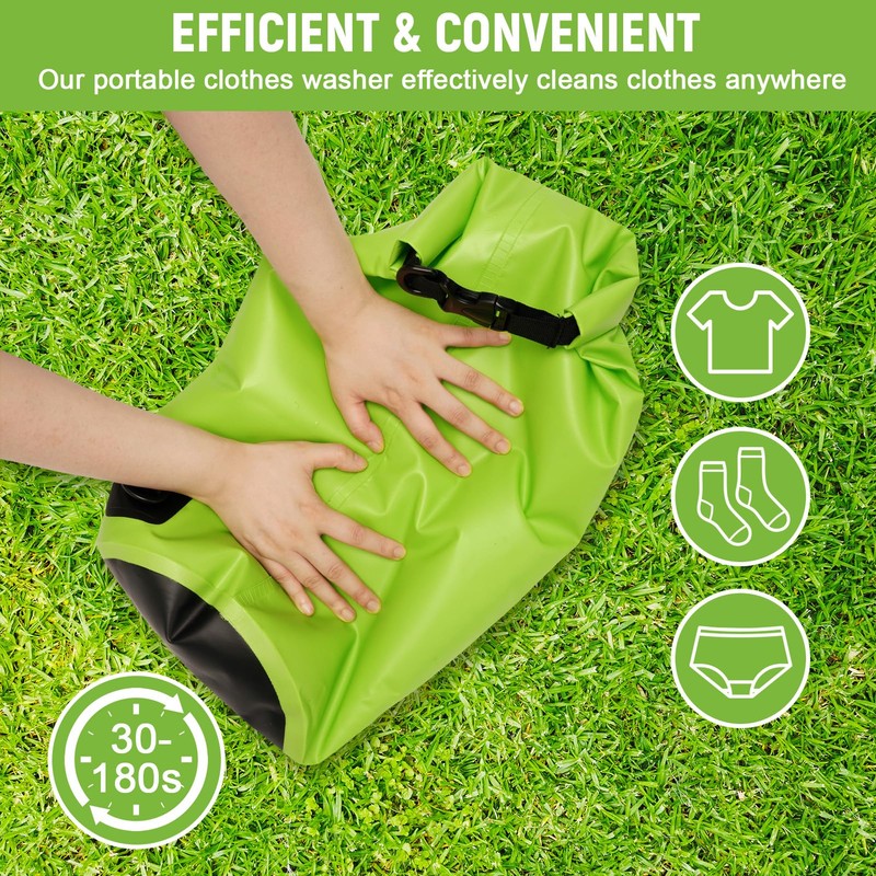 PIRXXIY Portable Hand Wash Bag with Retractable Clothesline: manual washing