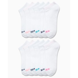Nautica Women's Low Cut Moisture Control Athletic Socks with Cushioned Comfort (Pack of 12) (Solid White, Shoe Size: 4-10), Solid white