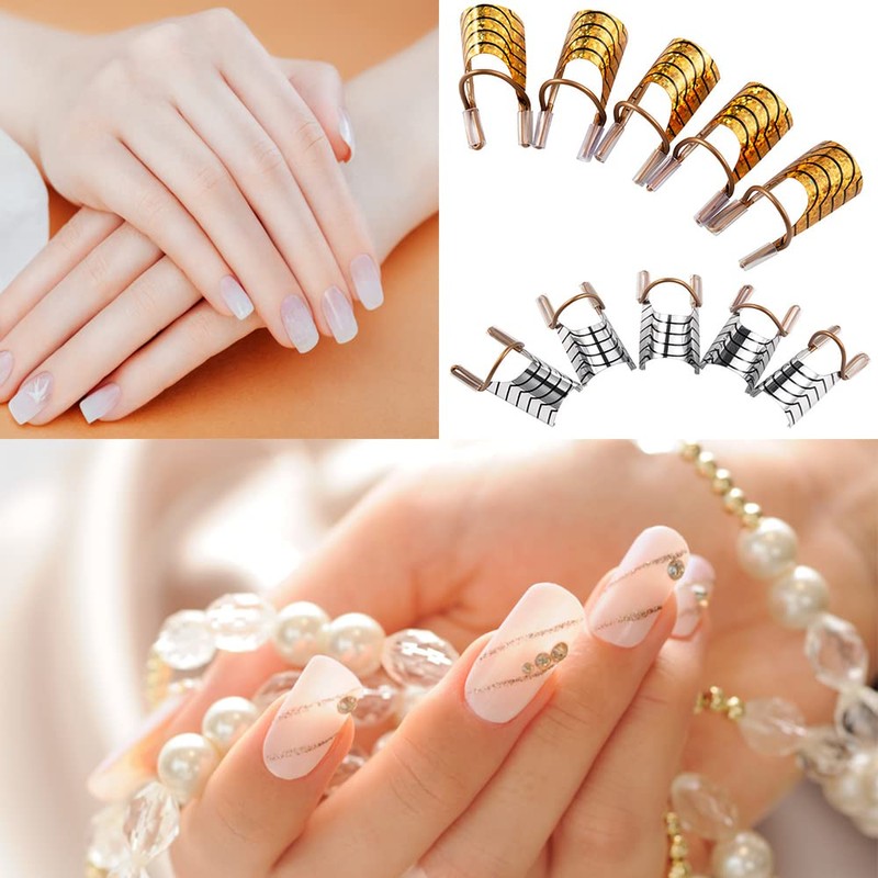 10 PCS Nail Forms Aluminum Nail Art Forms Tips Reusable