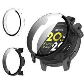 Haofun Pack of 2 Case for Coros Pace 3 Protective Case with Screen Protector, Hard PC Ultra Thin Anti-fall Scratch-Resistant Protective Case – Black + Transparent