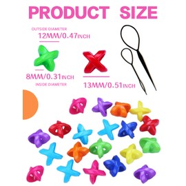 50 Piece Hair Beads for Braids, CYHYII Acrylic Star Large Hole Multicolour Cute Hair Beads Set for Children Girls Hair Jewelry with 2 Topsy Tail Tools