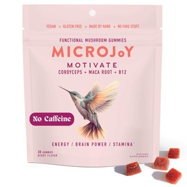 Microjoy Motivate Gummies – Energy, Stamina & Brain Support with Cordyceps Mushrooms, Maca & Vitamin B12 – Vegan, Gluten-Free, Non-GMO – Berry Flavor – 30 Servings