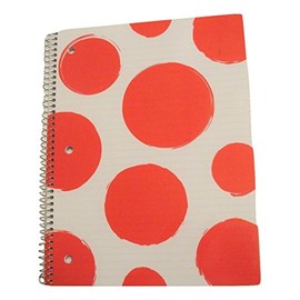 Carolina Pad Studio C College Ruled Spiral Notebook with Textured Poly Overlay Cover ~ Spot on (Red Polka Dots; 8” x 10.5”; 80 Sheets, 160 Pages)