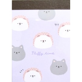 Crux Fluffy Time Hedgehog & Cat Mini Memo Pad (100902)~KAWAI