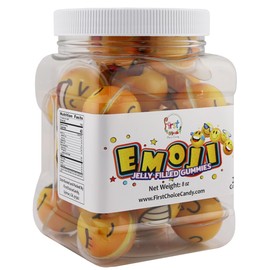 FirstChoiceCandy Jelly Filled Gummies - Assorted Flavor Gummy Filled Candies - Filled With Fruit Jams - 20 Pieces In Resealable Jar (Face)