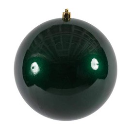 Vickerman 12" Midnight Green Candy Ball Ornament.