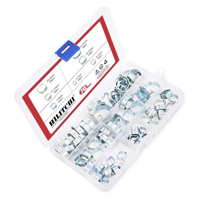 Hilitchi 70-Pcs Zinc Plated Double Ear O Clips Hose Tube