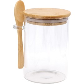 LATRAT 500 ml Round Storage Jars, Glass, Resists -20 °F to 450 °C, Decorative Kitchen Jars for Coffee/Tea/Sugar/Spices