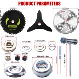 9"x20T Brush Blades Carbon Steel Round Chainsaw, 10"x3T Cutter Weed Eater Blades, 10"x80T Carbide Tip Blades- Adapter Kit with 3 Round Files, Compatible With Trimmer Weed Eater Husqvarna Stihl Ego
