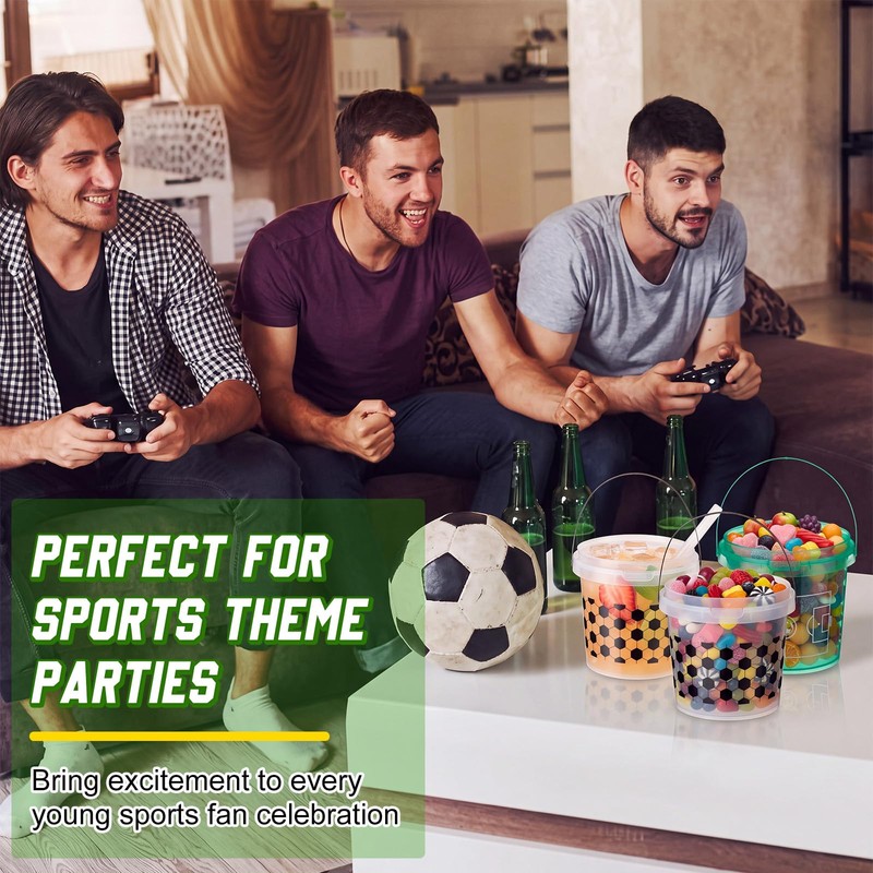 12 Pack 25oz Soccer Party Cups with Straws Lids, White