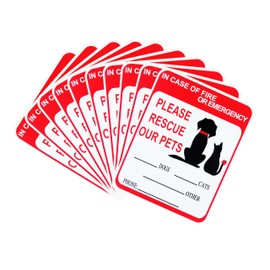 SICOLAS 10 pcs In Case of Fire Or Emergency Please Rescue Our Pets,Front Door Window Alarm Alert Animal Pet Dog Cat Kitten Bird Rabbit Rescue House Home RV Safety