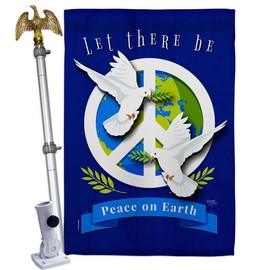 Peace on Earth House Flag Eagle Set Sweet Life Support Environmental Protection Small Decorative Gift Yard Banner Double-Sided Made In USA 28 X 40