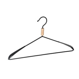 WENKO Clara Clothes Hanger with Wide Shoulder Rest, Universal Hanger in Matte Black Loft Style, 42 x 3.5 x 25 cm, Made of Powder-Coated Metal and Beech Wood