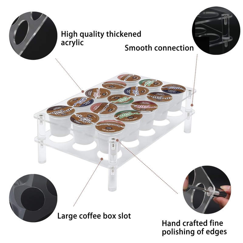 Baoswi 30 Coffee Pod Holder Acrylic, 2 Tiers Design, Clear