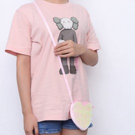 TENDYCOCO Kids Crossbody Bag Sequin Delicate Shoulder Bag Heart Shape Cross Body Glitter Sequins Coin Purse Messenger Bag for Children Girls for Girls Kids Womens Crossbody Bag