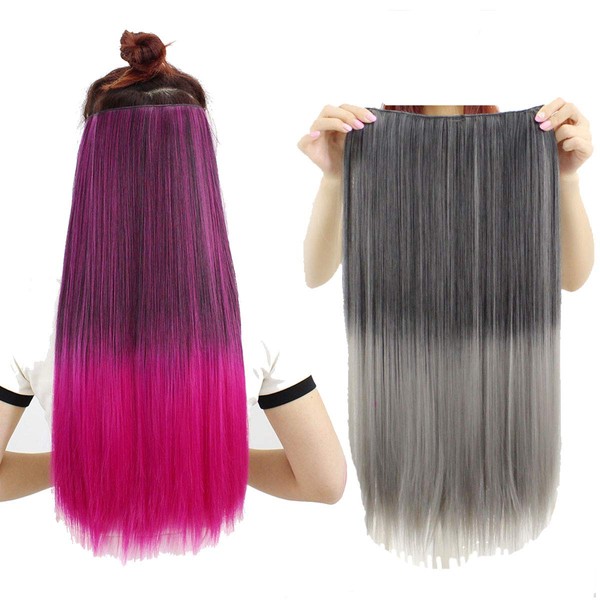 Island Wig Color Extensions, Long, Straight, Extensions, Colorful, Grade, One-Touch