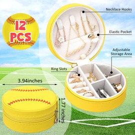 Dansydaisy 12 Pcs Team Gift Bulk Jewelry Box Travel Jewelry Case Organizer for Team Lover Player Fan Club Party Supplies Gift(Softball)