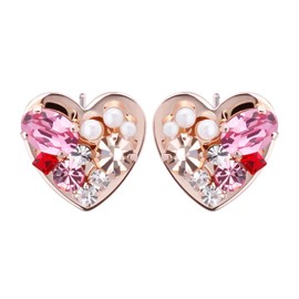 LOKUMI tp-35 Preciosa Earrings, Made in Japan, Crystal, Hypoallergenic, Heart, Bijou Stud Earrings, Large, Large, Simple, Popular, Heart Earrings, Studs, Bijou Earrings, Nickel-free, Gift Present,