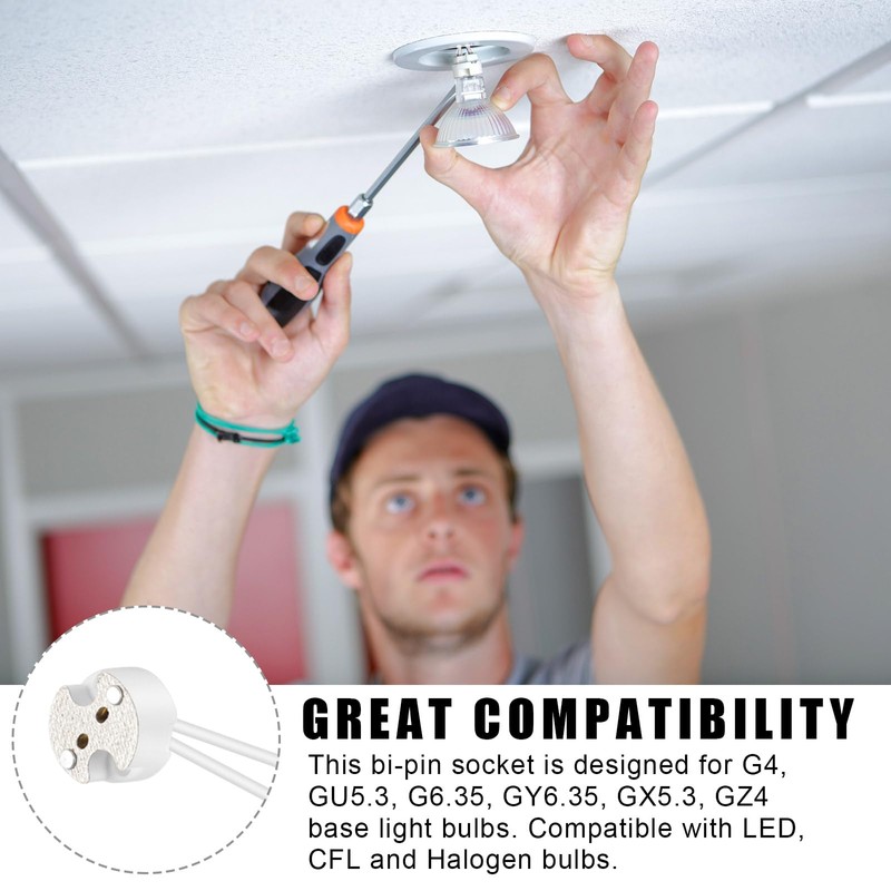 Saillong 50 Pack MR16 Socket G4 LED Halogen Lamp Ceramic