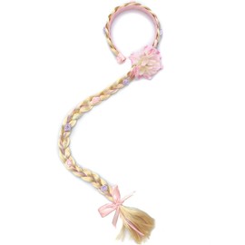 LHKJ Headband Princess Braid Braided Hair Band Children's Hair Band Headdress Hair Accessories for Party Cosplay Costume Pink with Flower, pink