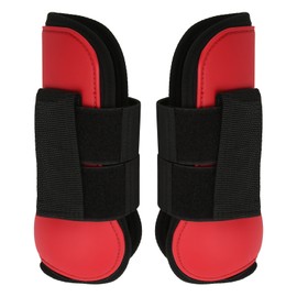 1 Pair Horse Tendon Boots Soft Prevent Slipping Easy to Stick PU Shell Horse Fetlock Boots for HorsesRed Front Legs L