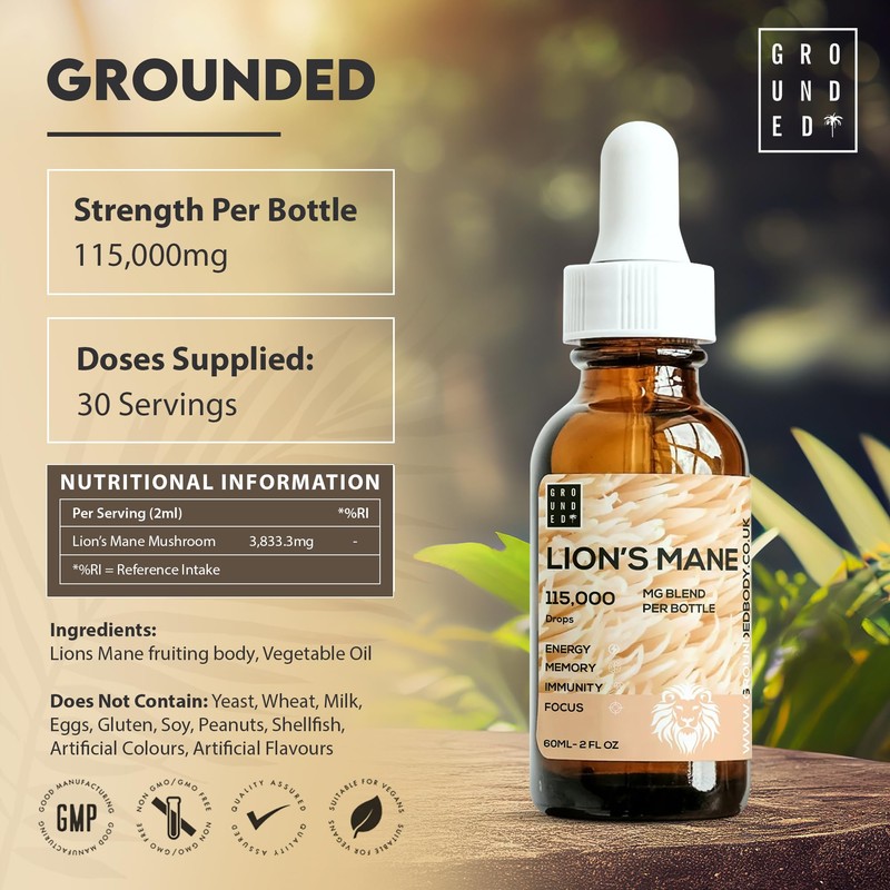 Lions Mane Supplement - High Strength 115,000mg Lions Mane Extract